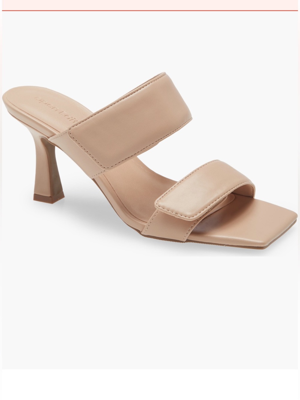 Women's Nude Square-Toe Double Strap Heeled Sandals
